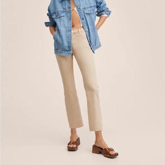 Mango High-Waisted Beige Jeans Flare New - Picture 3 of 9